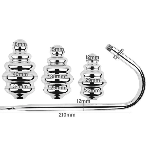 Anal Hooks Anal 8826 GreatBenefit Ribbed Set Hook Screw-in 1015